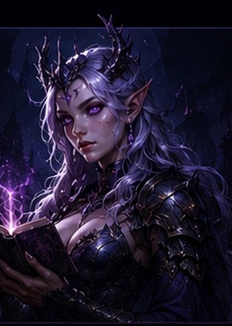 Fantasy AI companion character in violet light