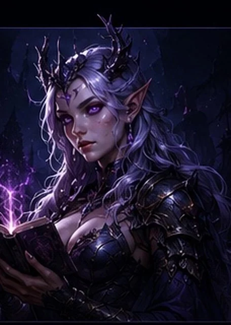 Fantasy AI companion character in violet light